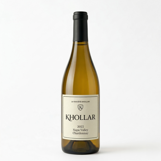 Wine bottle with 'Khollar' label on a white background